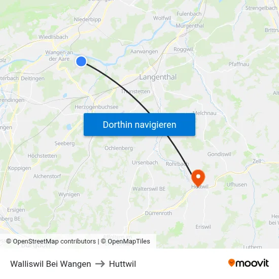 Walliswil Bei Wangen to Huttwil map
