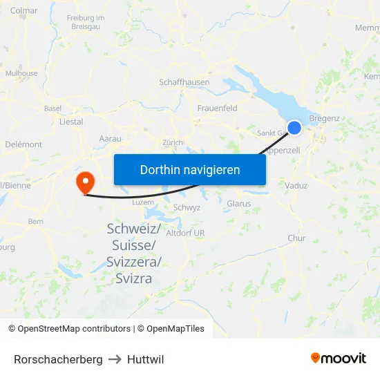 Rorschacherberg to Huttwil map