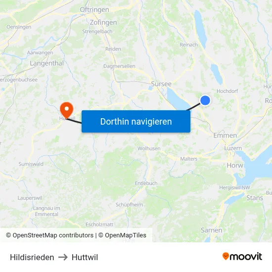Hildisrieden to Huttwil map