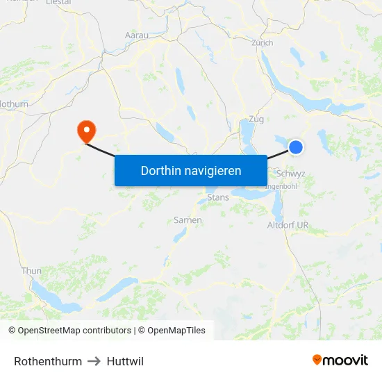 Rothenthurm to Huttwil map