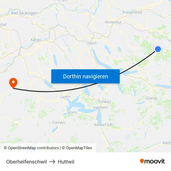 Oberhelfenschwil to Huttwil map