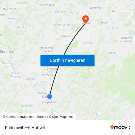 Rüderswil to Huttwil map