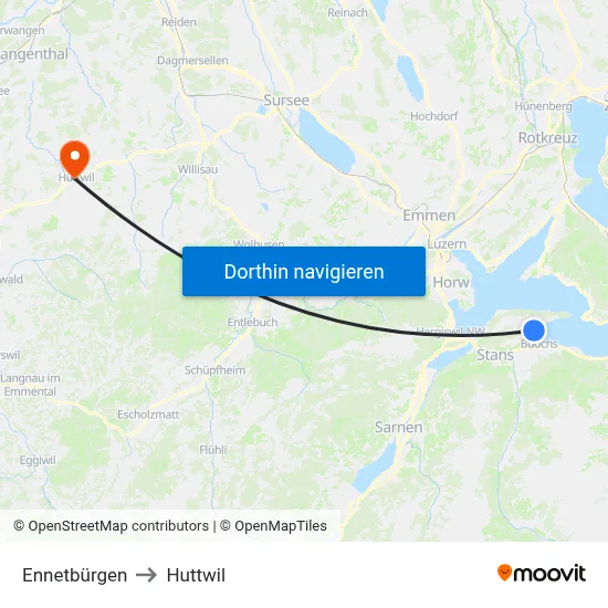 Ennetbürgen to Huttwil map