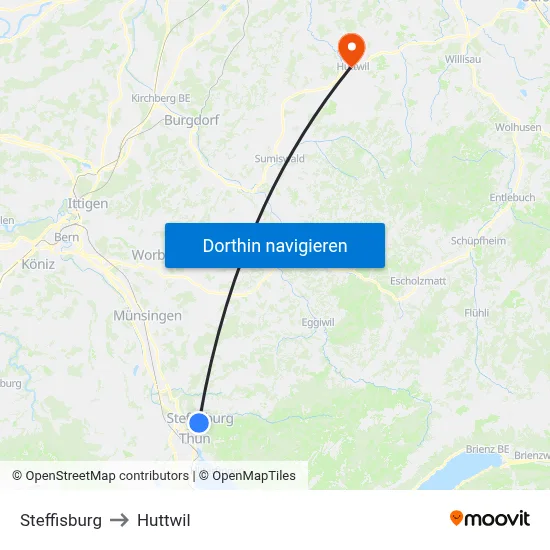 Steffisburg to Huttwil map