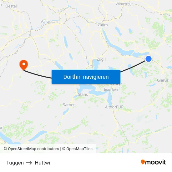 Tuggen to Huttwil map