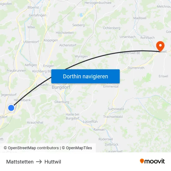Mattstetten to Huttwil map