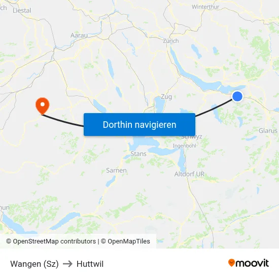 Wangen (Sz) to Huttwil map