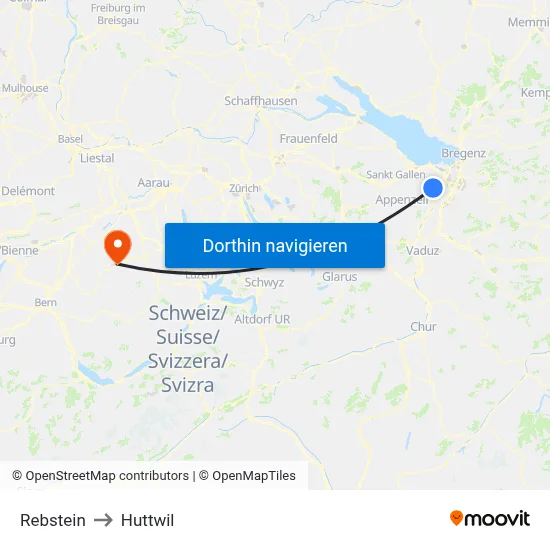 Rebstein to Huttwil map