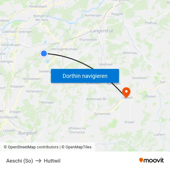 Aeschi (So) to Huttwil map