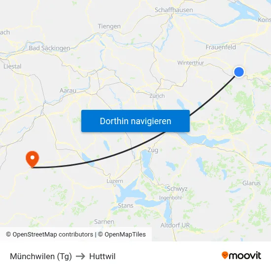 Münchwilen (Tg) to Huttwil map