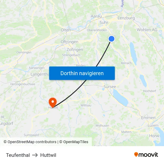 Teufenthal to Huttwil map