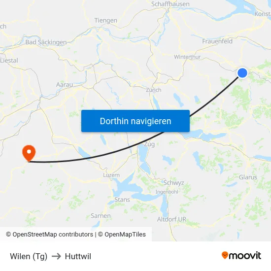 Wilen (Tg) to Huttwil map