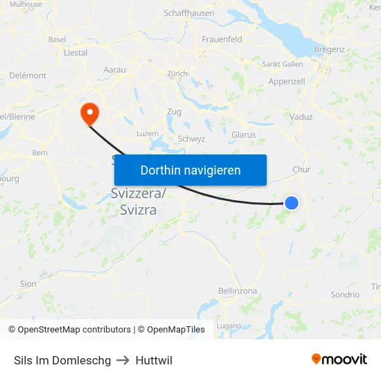 Sils Im Domleschg to Huttwil map