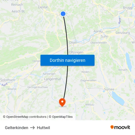 Gelterkinden to Huttwil map