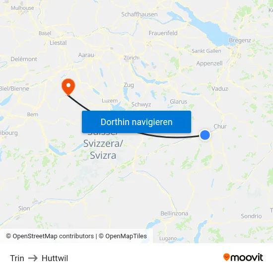 Trin to Huttwil map