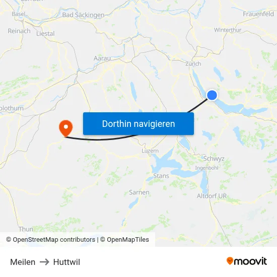 Meilen to Huttwil map