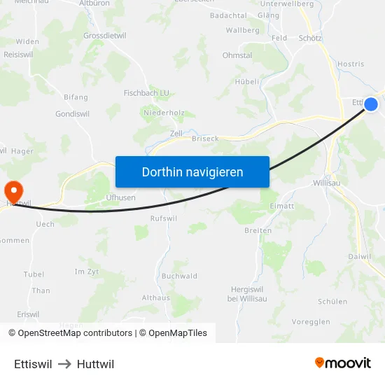 Ettiswil to Huttwil map
