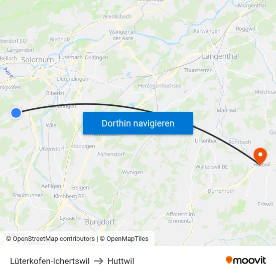Lüterkofen-Ichertswil to Huttwil map