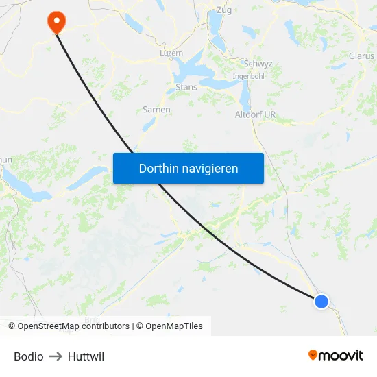 Bodio to Huttwil map