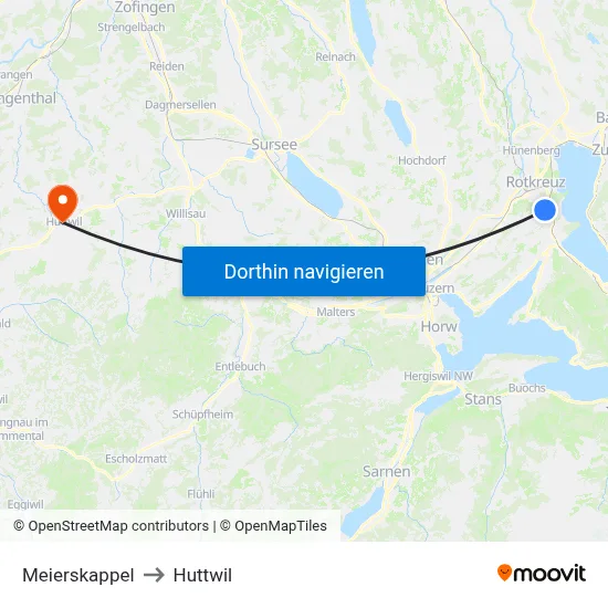 Meierskappel to Huttwil map