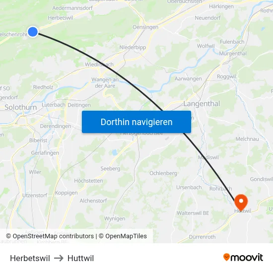 Herbetswil to Huttwil map