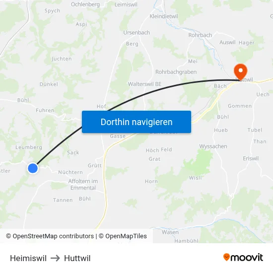 Heimiswil to Huttwil map