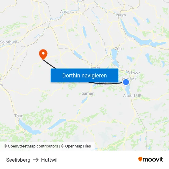 Seelisberg to Huttwil map