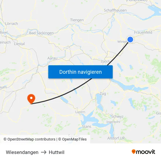 Wiesendangen to Huttwil map