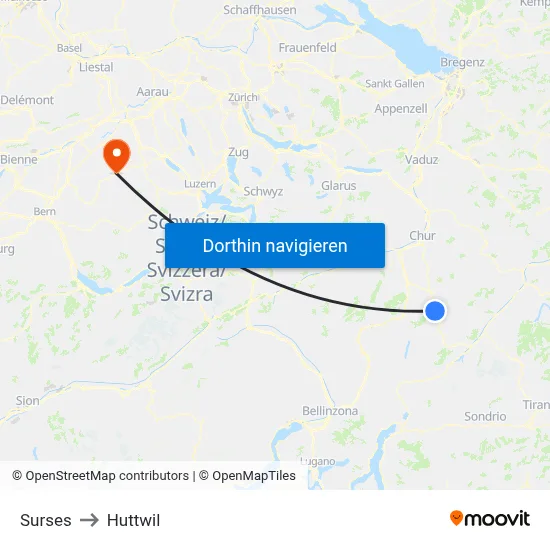 Surses to Huttwil map