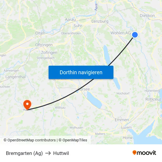 Bremgarten (Ag) to Huttwil map