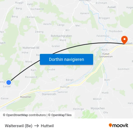 Walterswil (Be) to Huttwil map