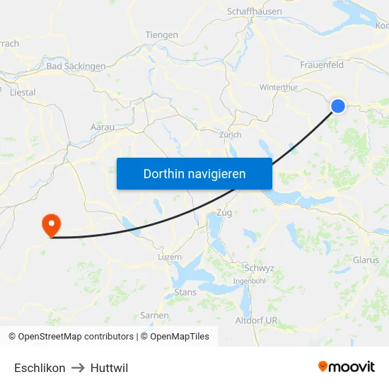 Eschlikon to Huttwil map