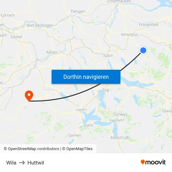Wila to Huttwil map