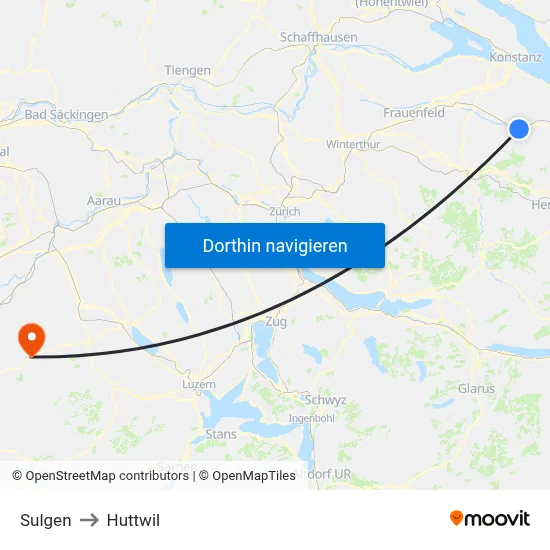 Sulgen to Huttwil map