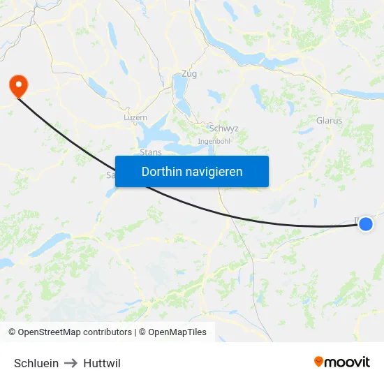 Schluein to Huttwil map