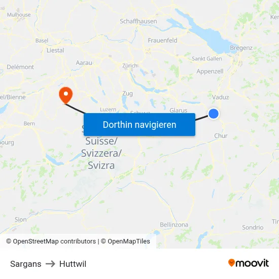 Sargans to Huttwil map