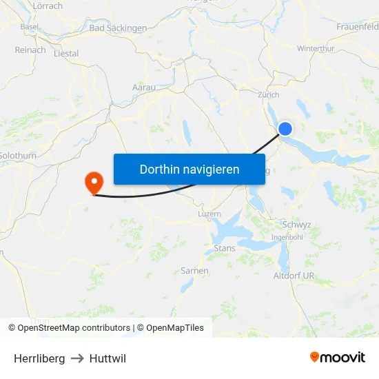 Herrliberg to Huttwil map