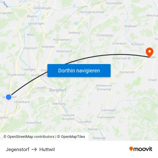 Jegenstorf to Huttwil map