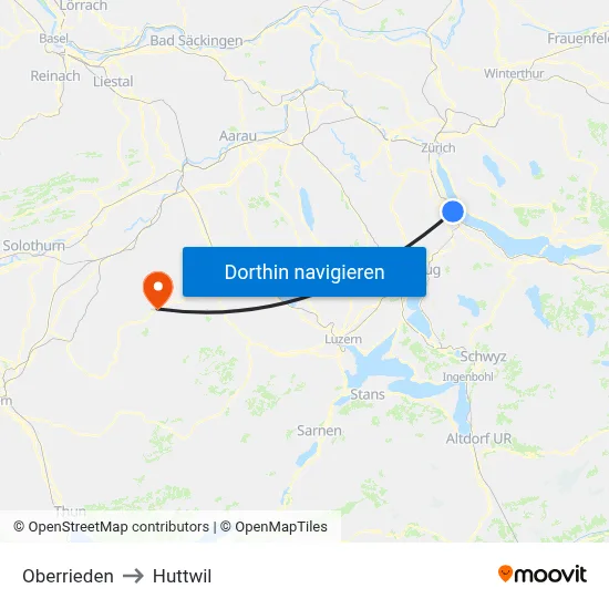Oberrieden to Huttwil map
