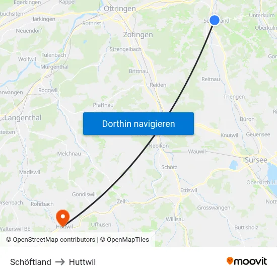 Schöftland to Huttwil map