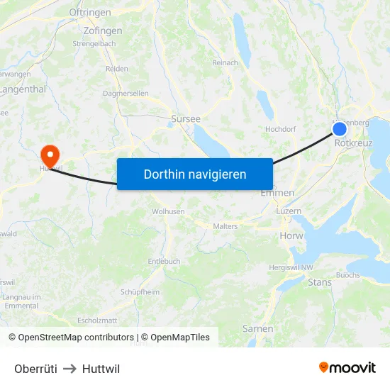 Oberrüti to Huttwil map