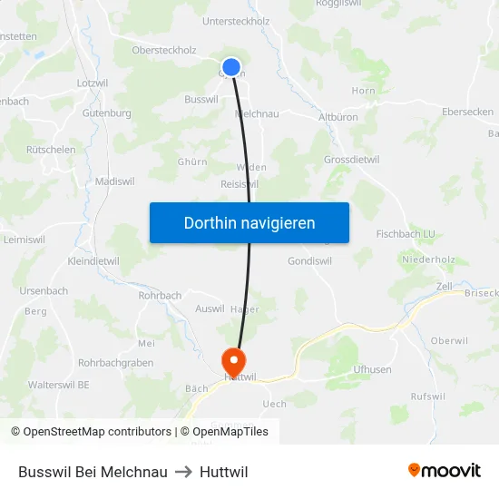 Busswil Bei Melchnau to Huttwil map