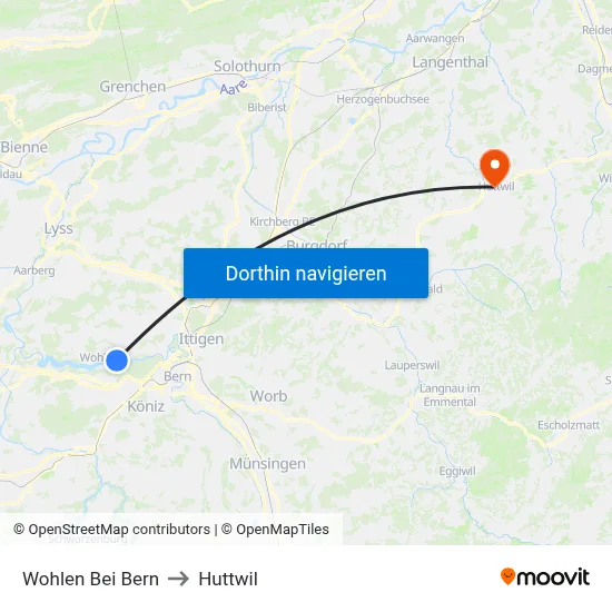 Wohlen Bei Bern to Huttwil map