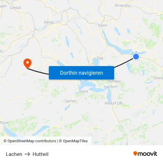 Lachen to Huttwil map