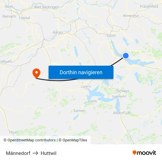 Männedorf to Huttwil map