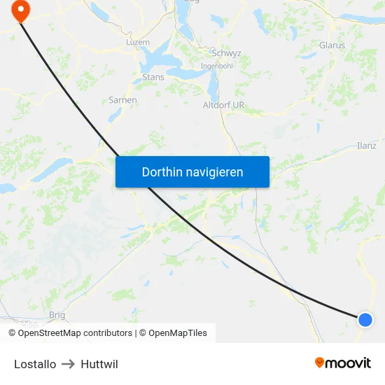 Lostallo to Huttwil map
