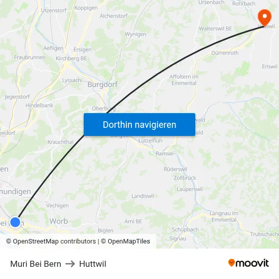 Muri Bei Bern to Huttwil map