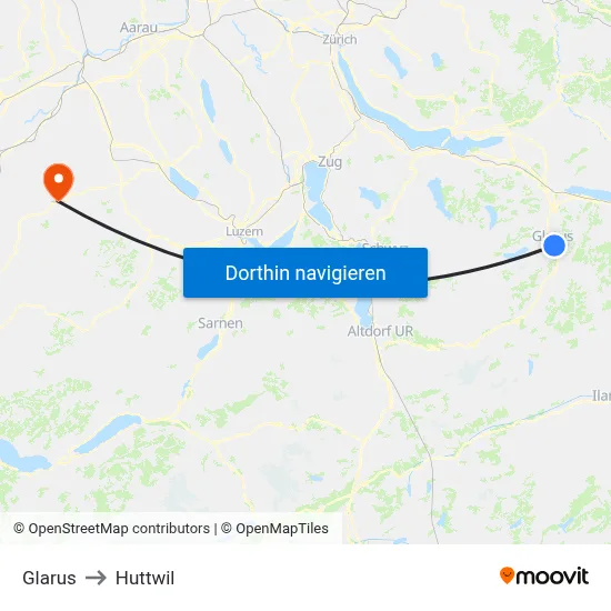 Glarus to Huttwil map