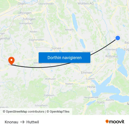 Knonau to Huttwil map