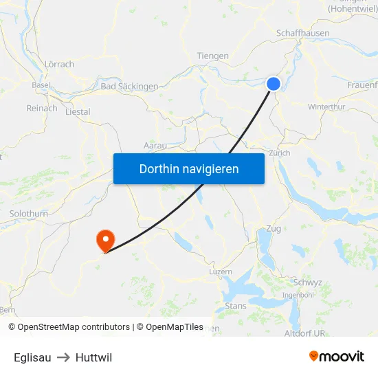 Eglisau to Huttwil map